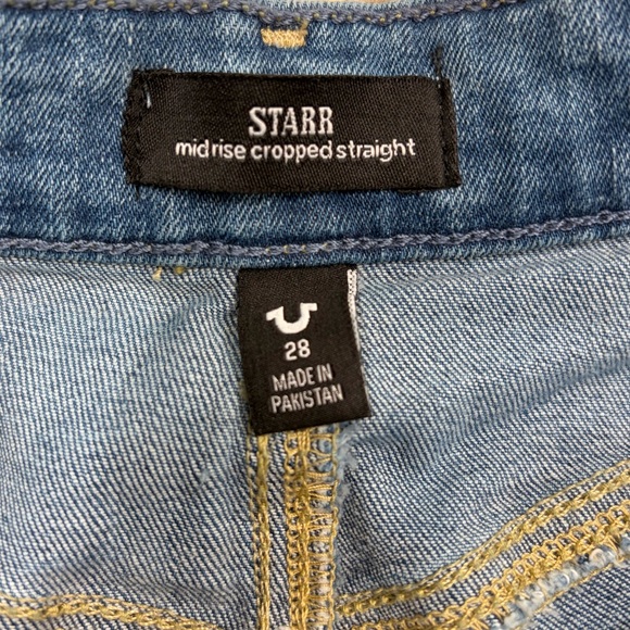True Religion Starr Mid Rise Cropped Straight Bite Out Women's Jeans Size 28 - Picture 5 of 14